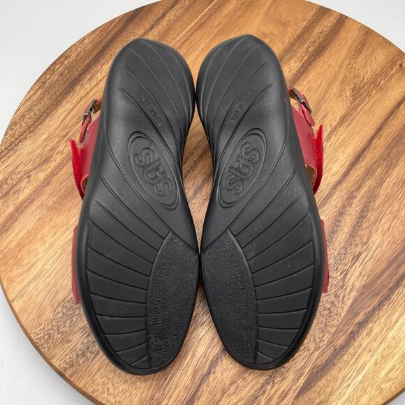 SAS Sandals Womens Size 8.5 S Red Leather Casual Comfort Walking Shoes Summer - Picture 8 of 8